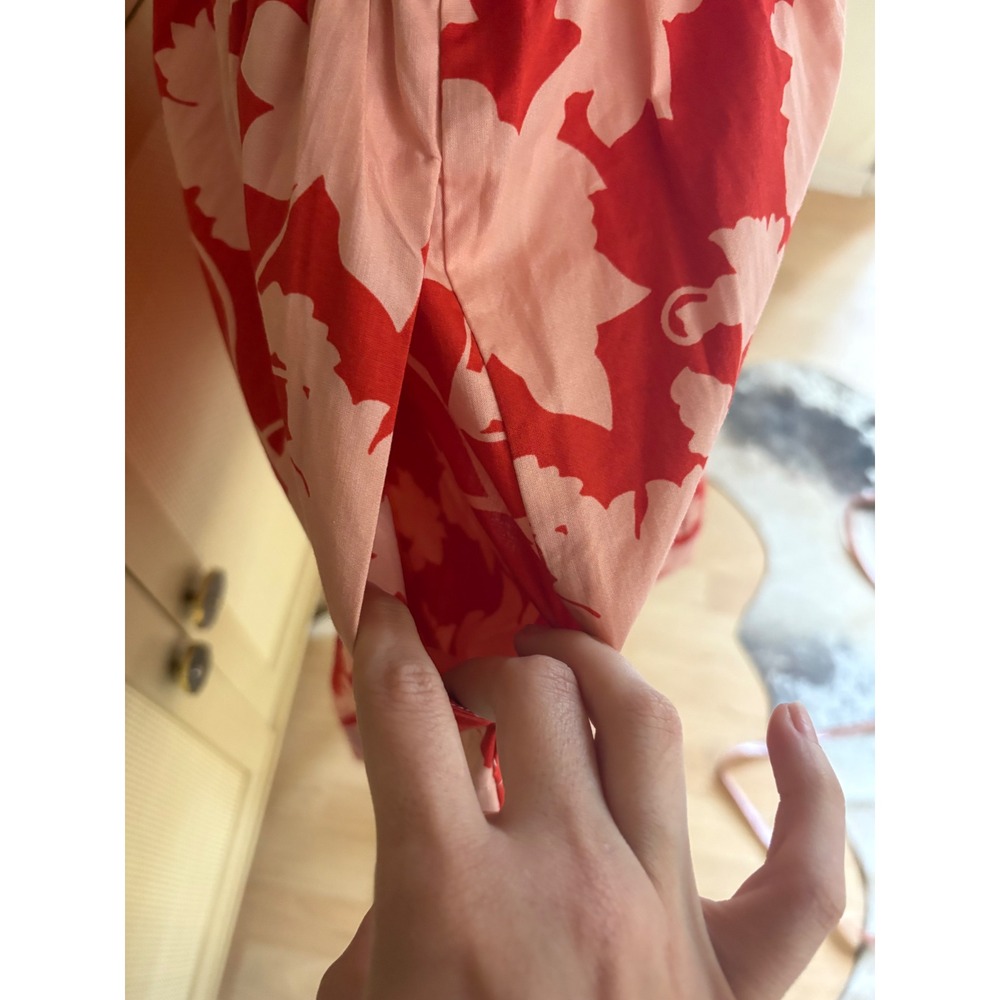 ANTHROPOLOGIE Somerset Mini Dress Womens Red Peach All Over Print Floral Size LP - Picture 7 of 11
